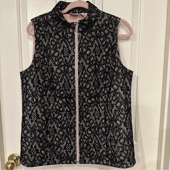 Zenergy By Chico's Women's M Sheer Vest Black Lace Light Pink Fairy Whimsigoth - Picture 1 of 10